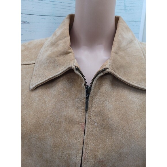 Vtg Terry Lewis Classic Luxuries Beige 100% Leather Zip Jacket L - Picture 2 of 12